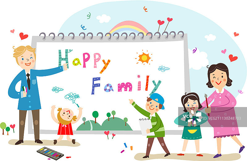 幸福家庭插画图片素材