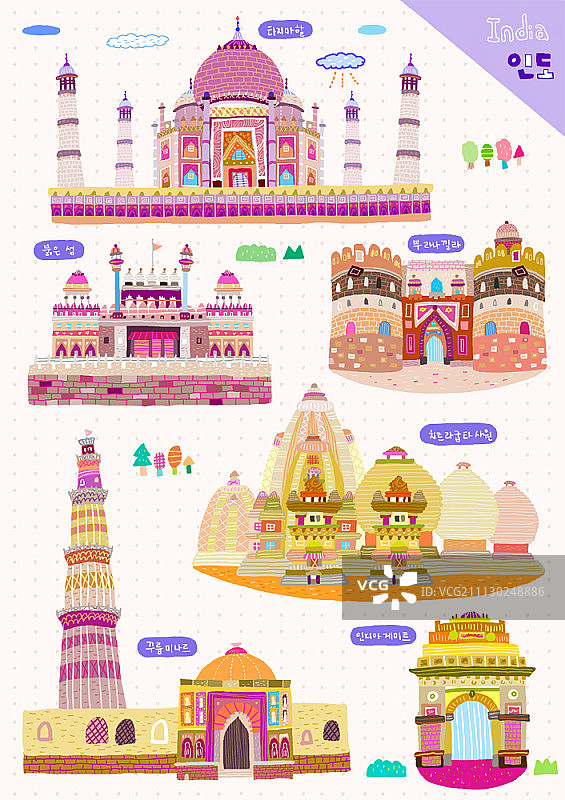 印度地标插画图片素材