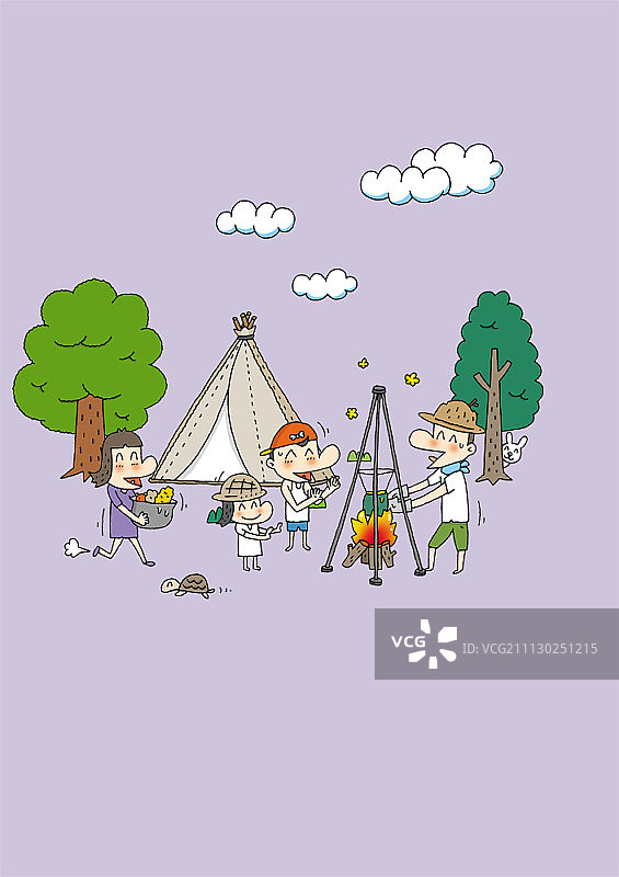 家庭森林露营图片素材