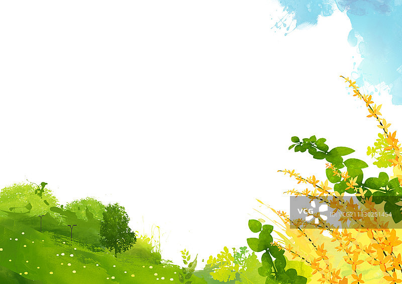 春天风景插画图片素材