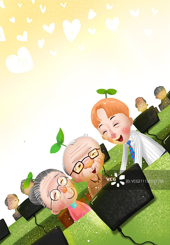 老年人生活方式插画图片素材