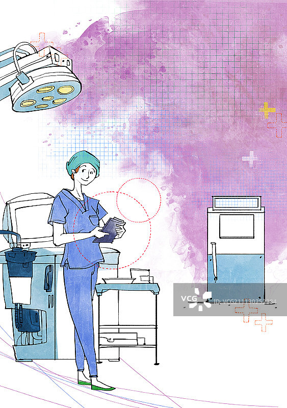 外科医生在手术室里拿着图表图片素材