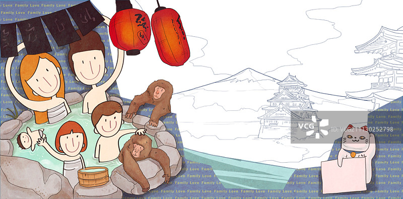 一家人畅游日本图片素材