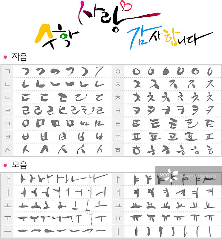 韩语元音和辅音图片素材