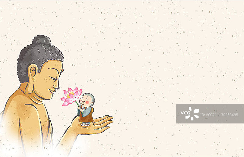 小沙弥插画图片素材