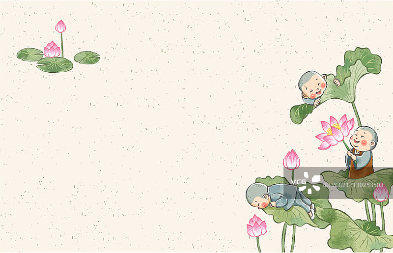 小和尚插画图片素材