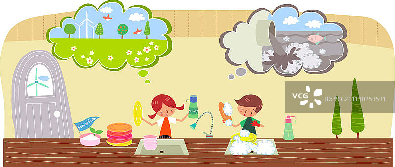 使用环保洗涤剂插画图片素材