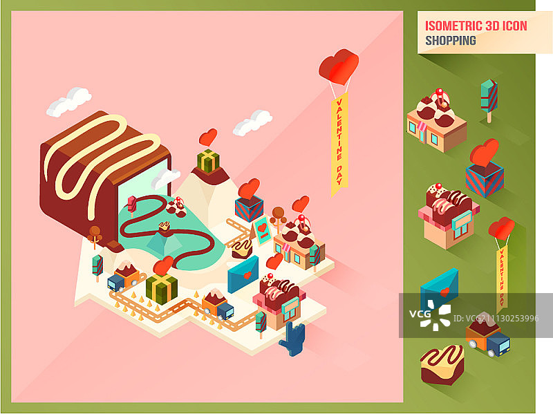 购物主题2.5D图标图片素材