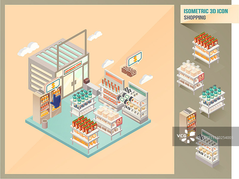 购物主题2.5D图标图片素材