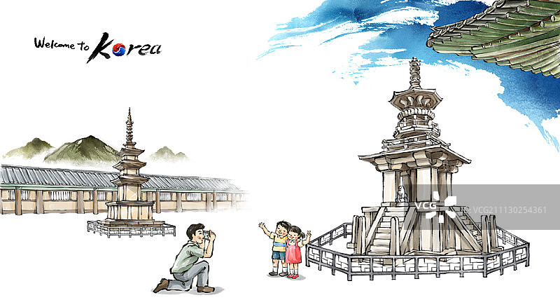 韩国风景插画图片素材
