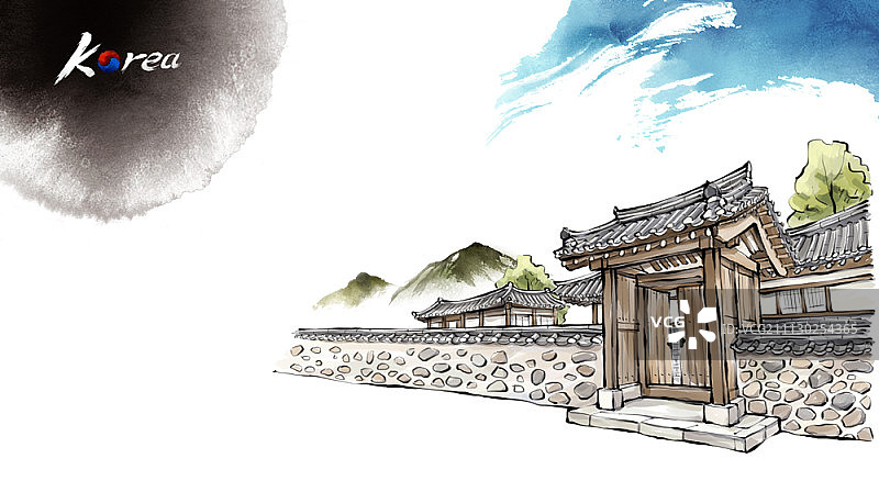 韩国风景插画图片素材