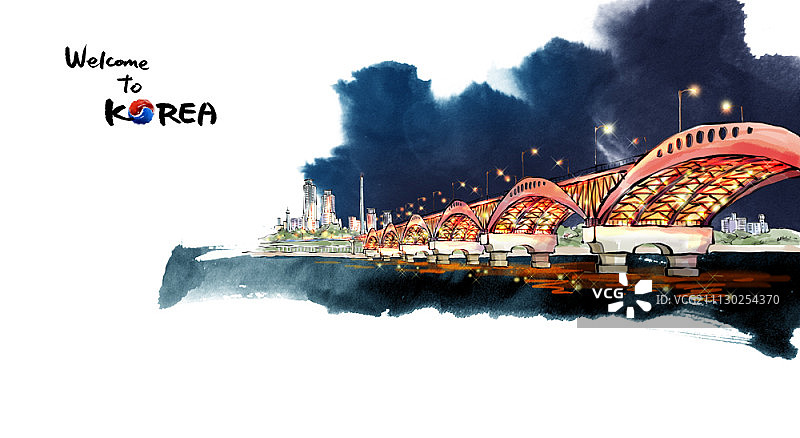 韩国风景插画图片素材