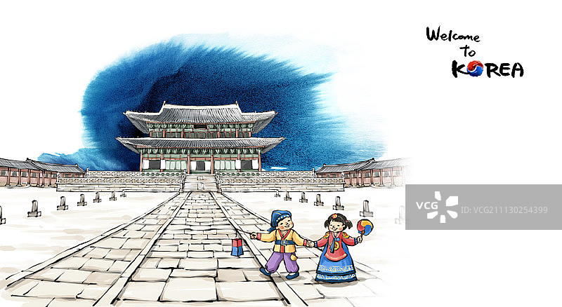 韩国风景插画图片素材