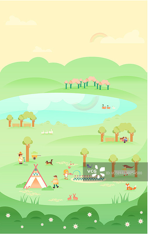 春天公园里放松的人们图片素材