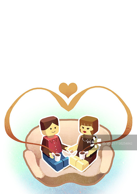 情侣乐高人偶拿着咖啡图片素材