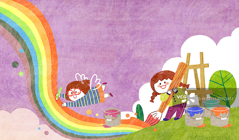 想象中的孩子们插画图片素材