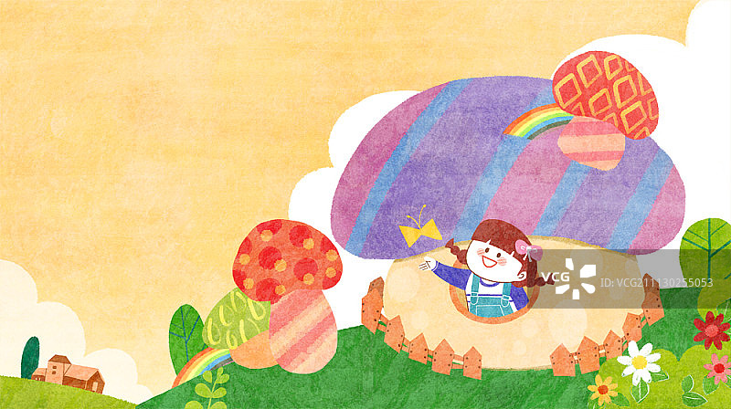 想象中的孩子们插画图片素材