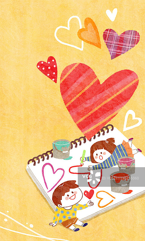 想象中的孩子们插画图片素材