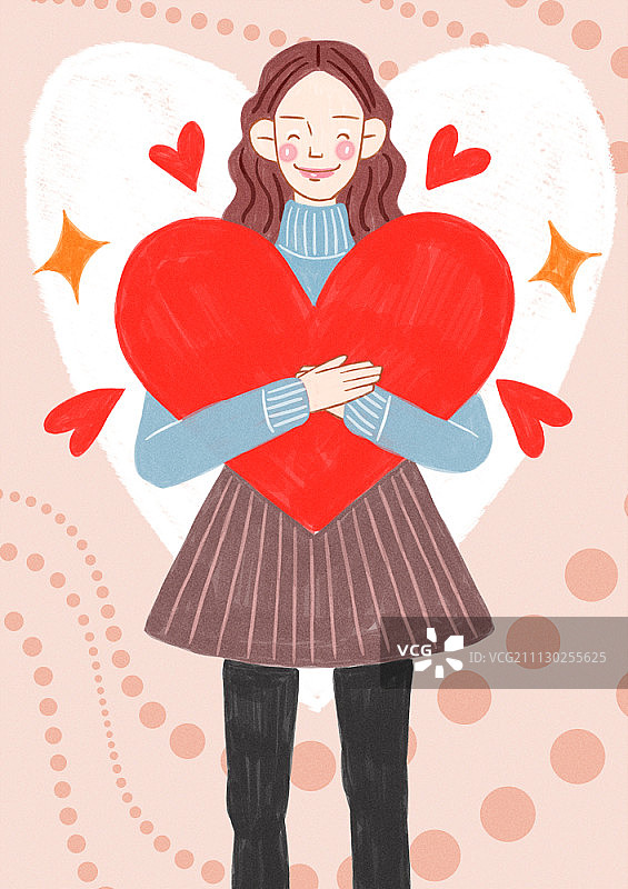 手持心形的微笑女人图片素材