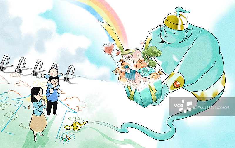 精灵赠送房屋给家人作为礼物图片素材