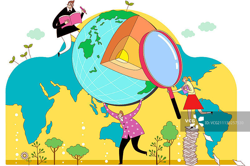 人们研究地质的插画图片素材