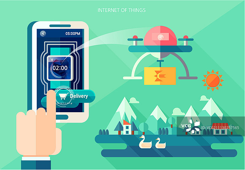 扁平风格的物联网插画图片素材