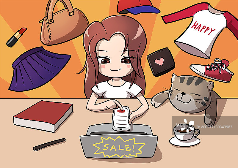 网购女孩图片素材