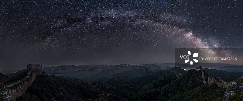 金山岭长城无光污染银河图片素材