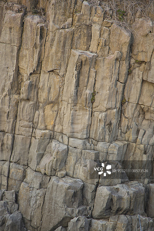 东寻坊,海边,安山岩柱状节理图片素材
