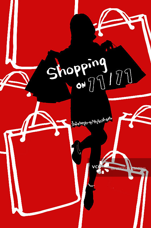 光棍节,购物,剪影图片素材