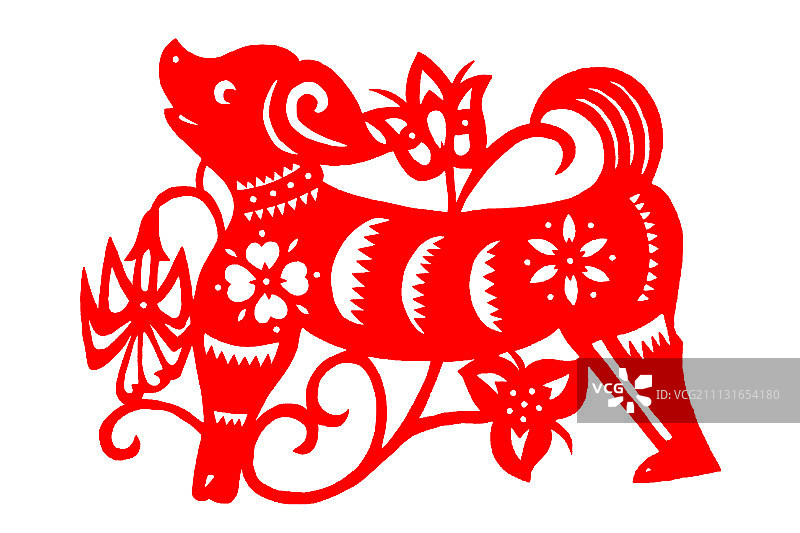 十二生肖剪纸——狗图片素材