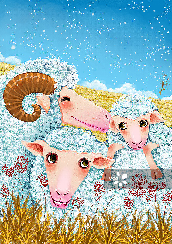 动物大世界插画系列-喜气洋洋图片素材