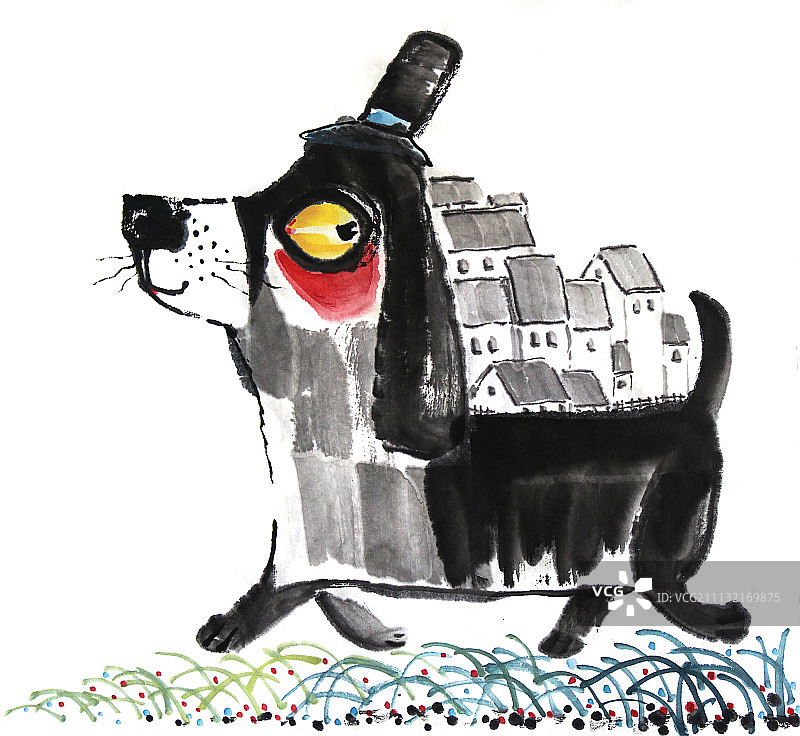 水墨狗图片素材