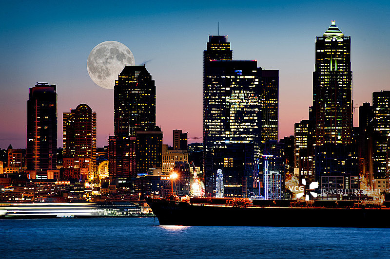 西雅图日出图片素材