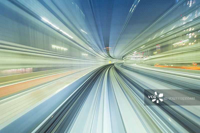 通过东京单轨列车体现的高速技术概念图片素材