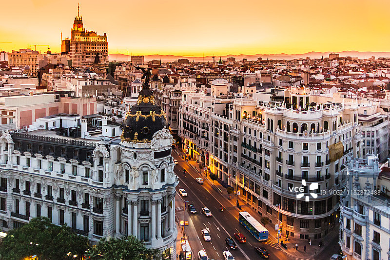 西班牙马德里格兰大道全景图片素材