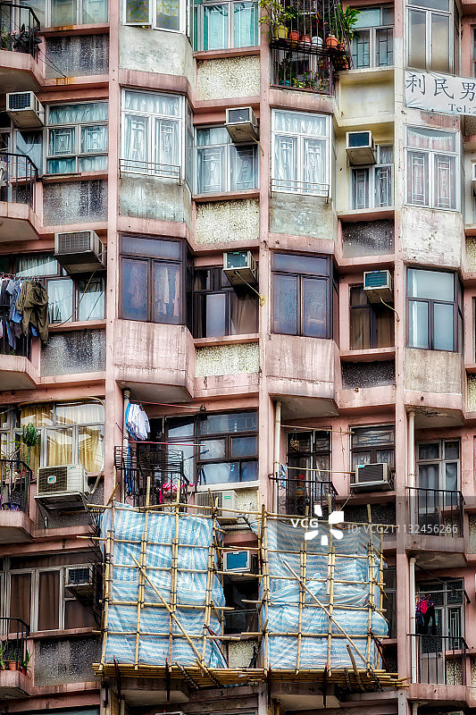 中国香港的旧公寓楼图片素材