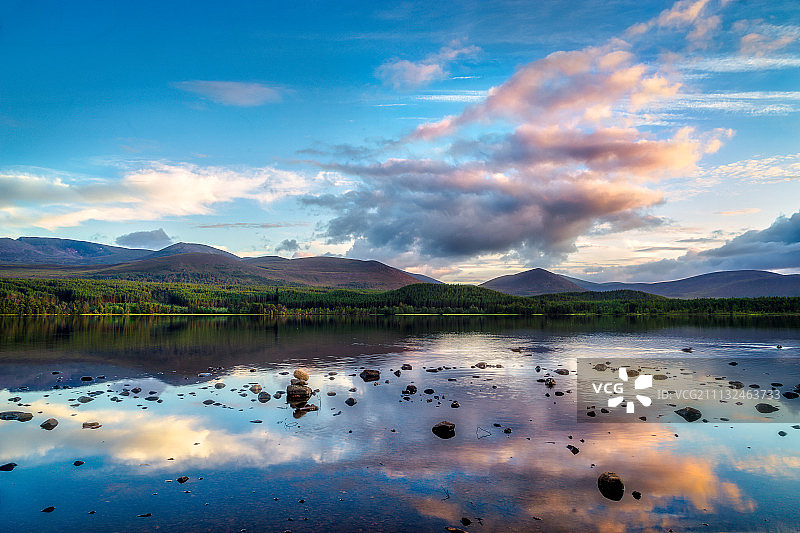 莫里奇湖日落景色图片素材