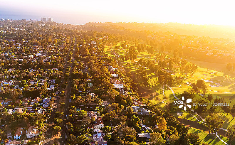 洛杉矶高尔夫球场乡村俱乐部航拍图片素材