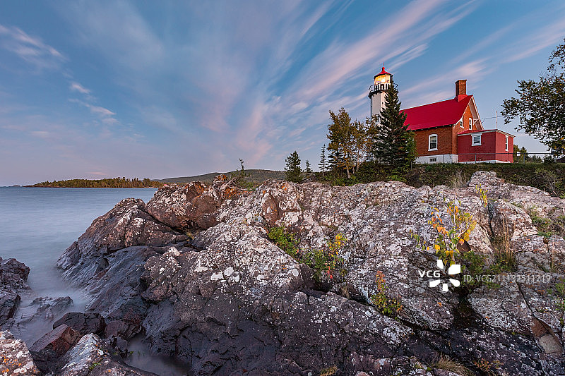 黄昏鹰港灯塔图片素材