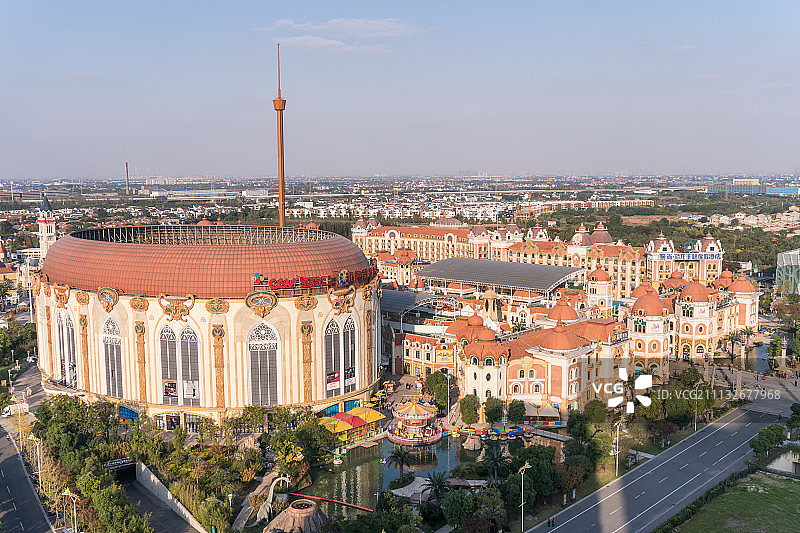 常州中华恐龙园外景迪诺小镇鸟瞰图图片素材