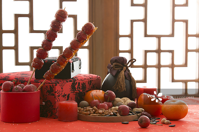 中国传统新年物品和食品图片素材