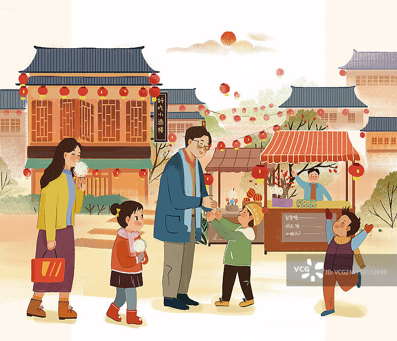 新年逛庙会图片素材