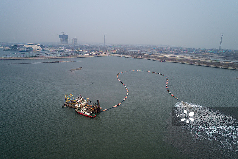 航拍填海造地图片素材