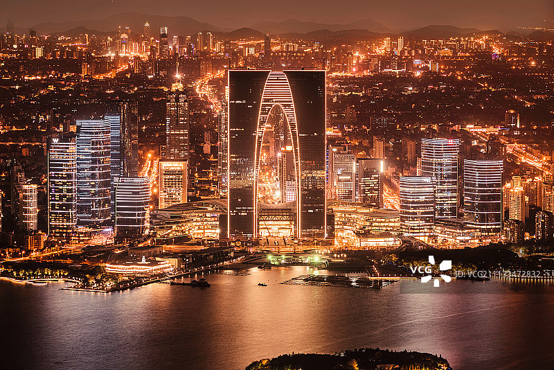 苏州日落入夜全景图片素材