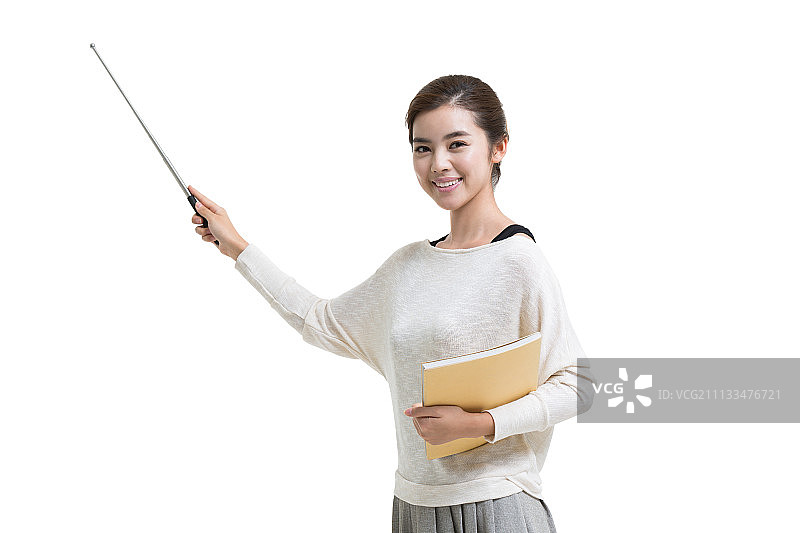 年轻女教师手持教棒授课图片素材