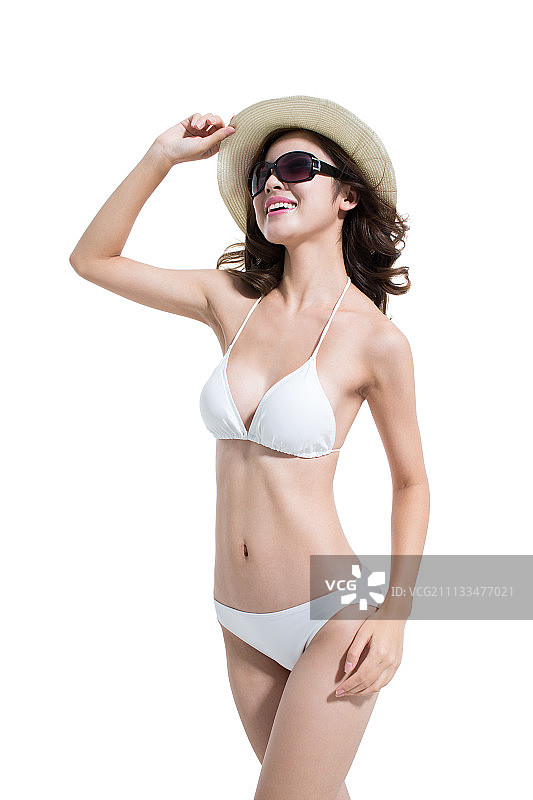 穿着比基尼的美女在微笑图片素材