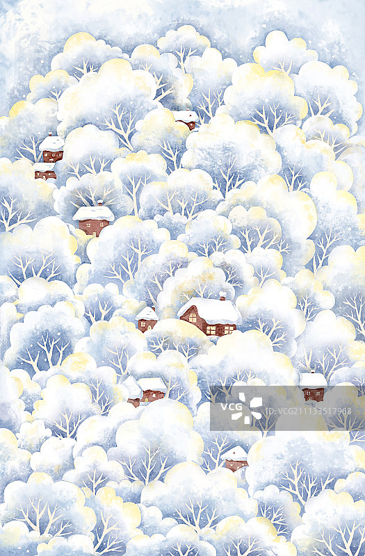 大雪的村庄图片素材