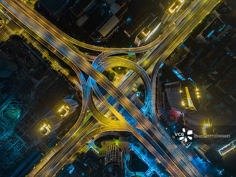 航拍上海城市立交图片素材