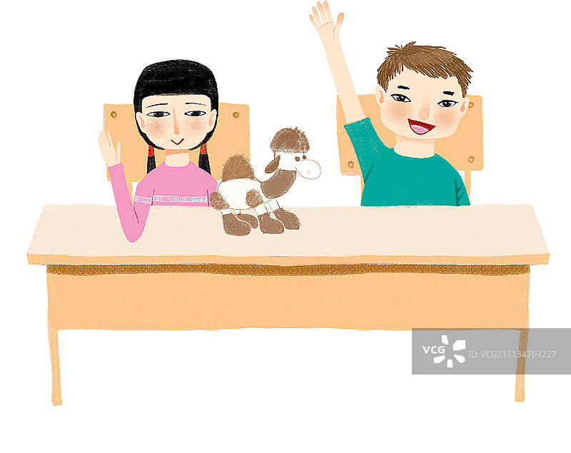 童趣边框插画系列-举手图片素材